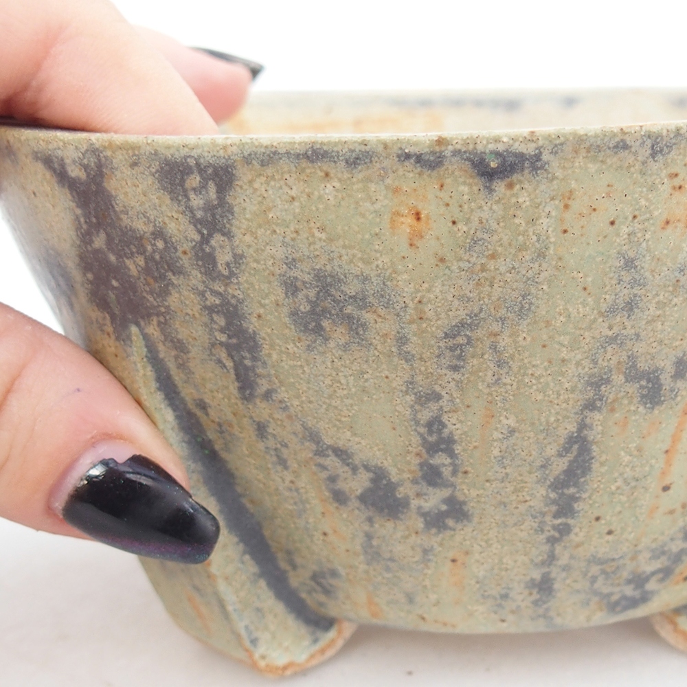 Ceramic bonsai bowl 13,5 x 13,5 x 6,5 cm, green