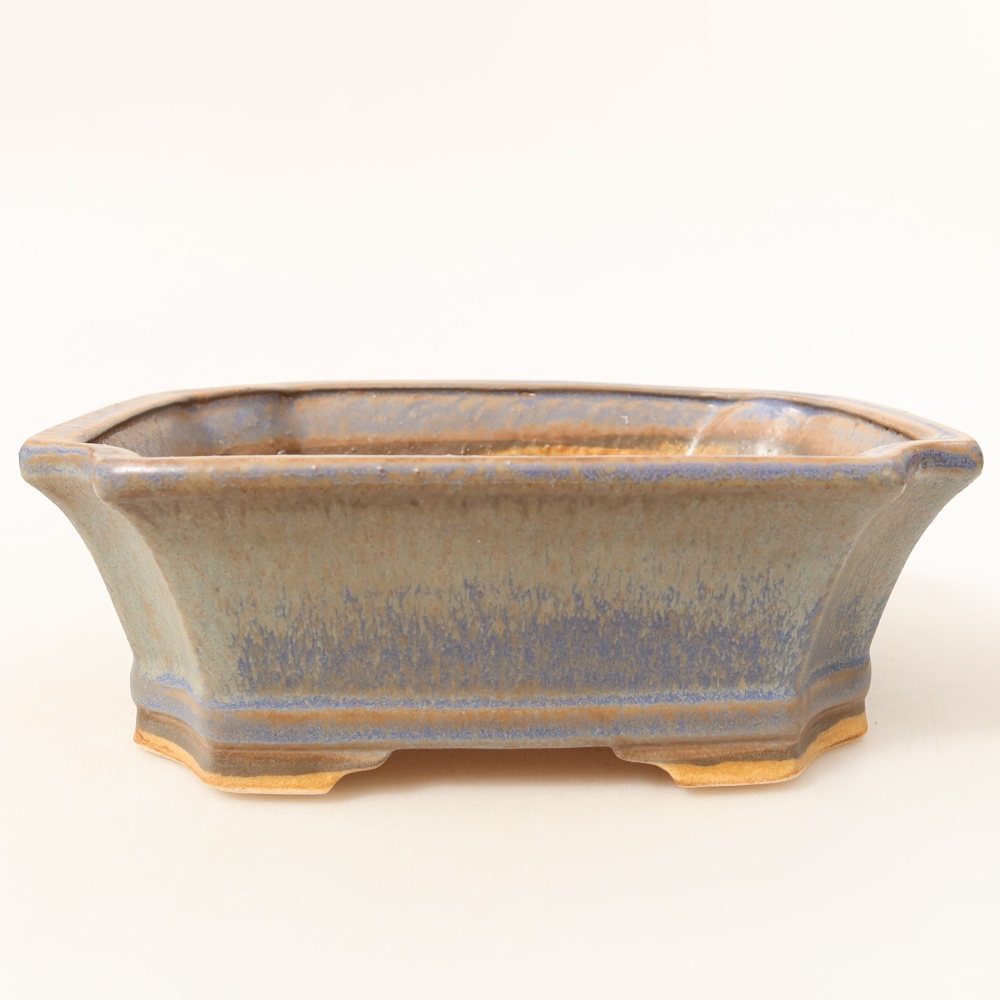 Ceramic bonsai pot, 18 x 15 x 6 cm, blue