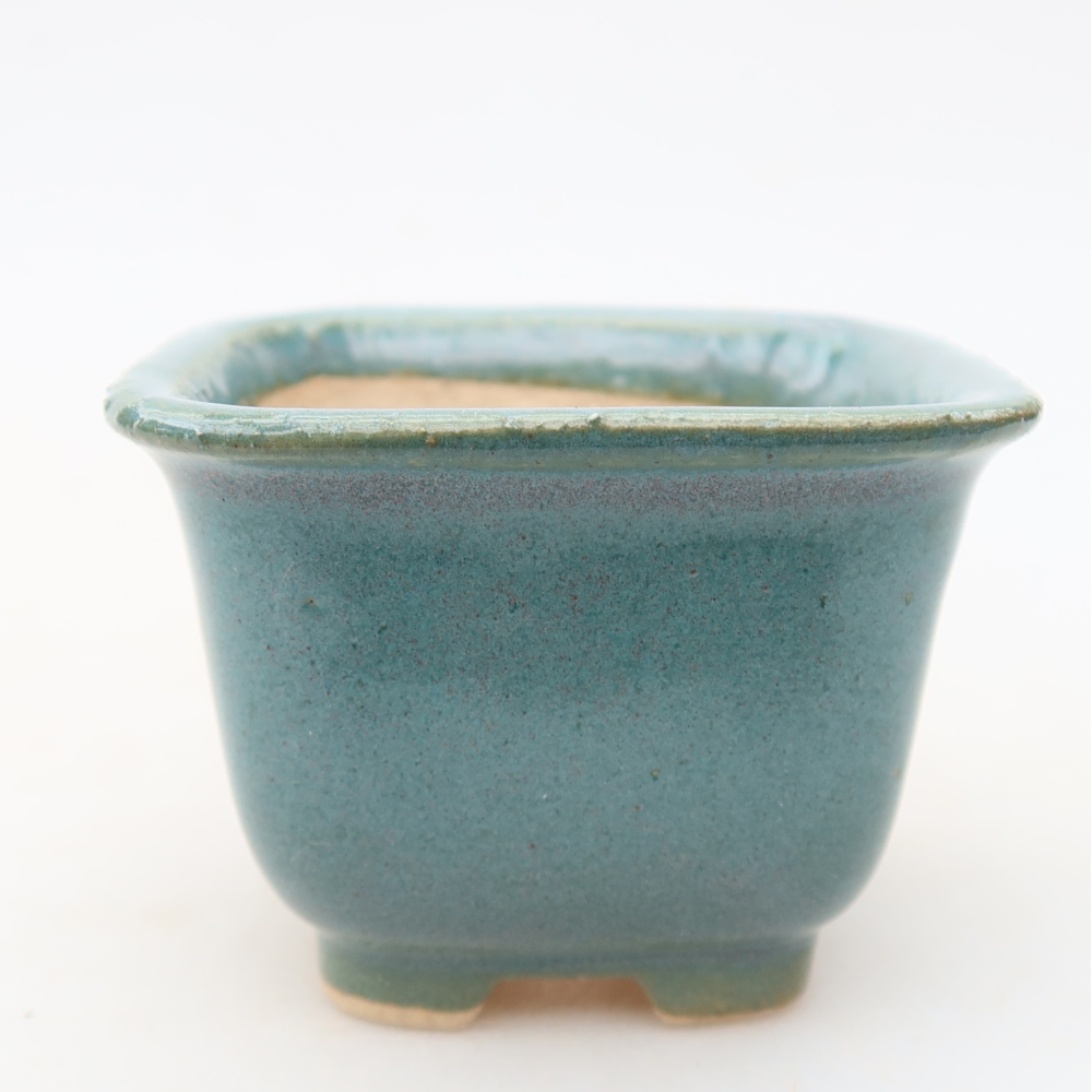 Ceramic bonsai pot, 6.5 x 6.5 x 5 cm, blue