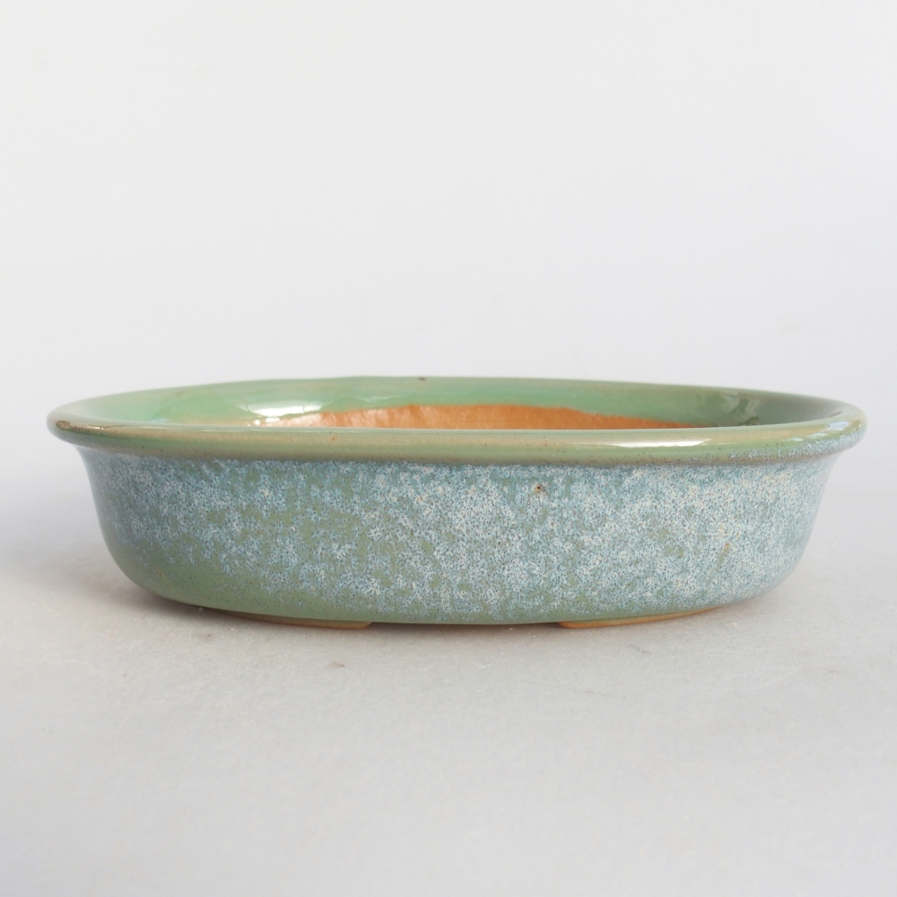 Ceramic bonsai bowl 15 x 10,5 x 3,5 cm, green