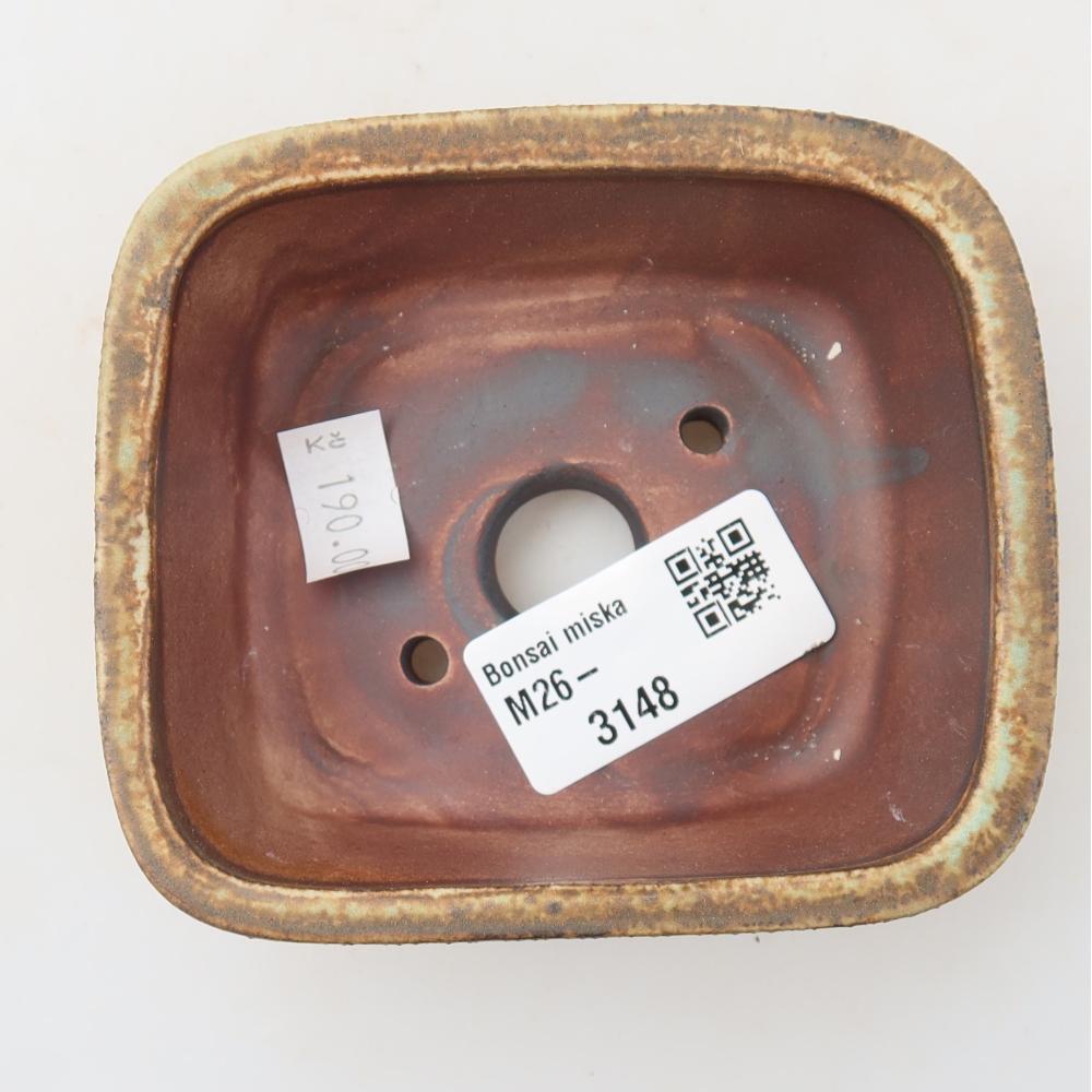 Ceramic bonsai pot, 10 x 8.5 x 4 cm, green