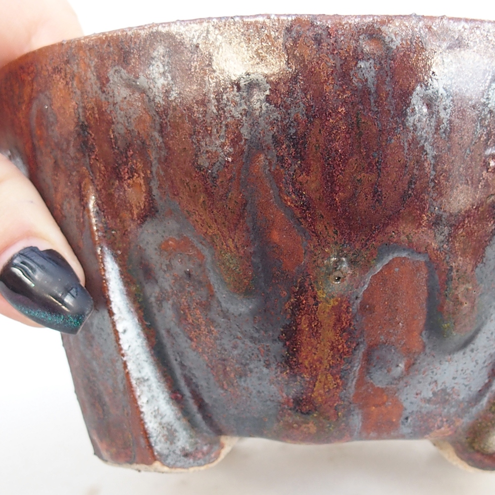 Ceramic bonsai bowl 13,5 x 13,5 x 6,5 cm, brown