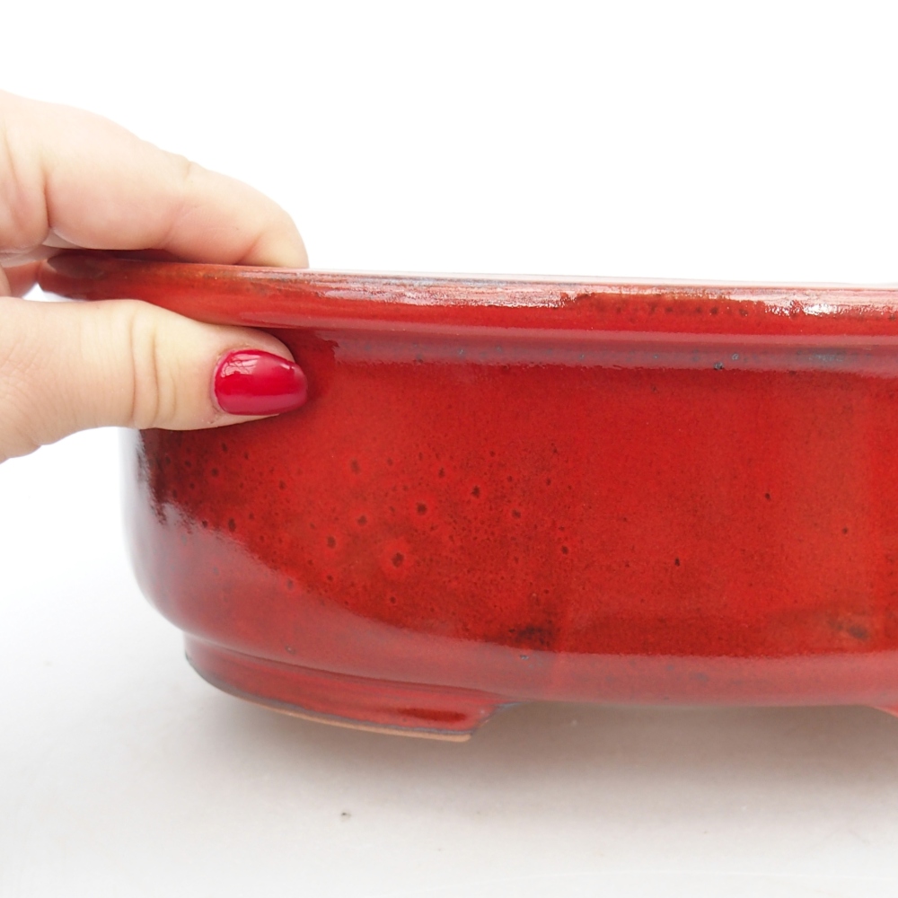 Ceramic bonsai bowl 26 x 22 x 8 cm, colour red