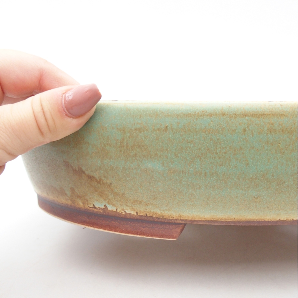 Ceramic bonsai bowl 28 x 24,5 x 6 cm, green