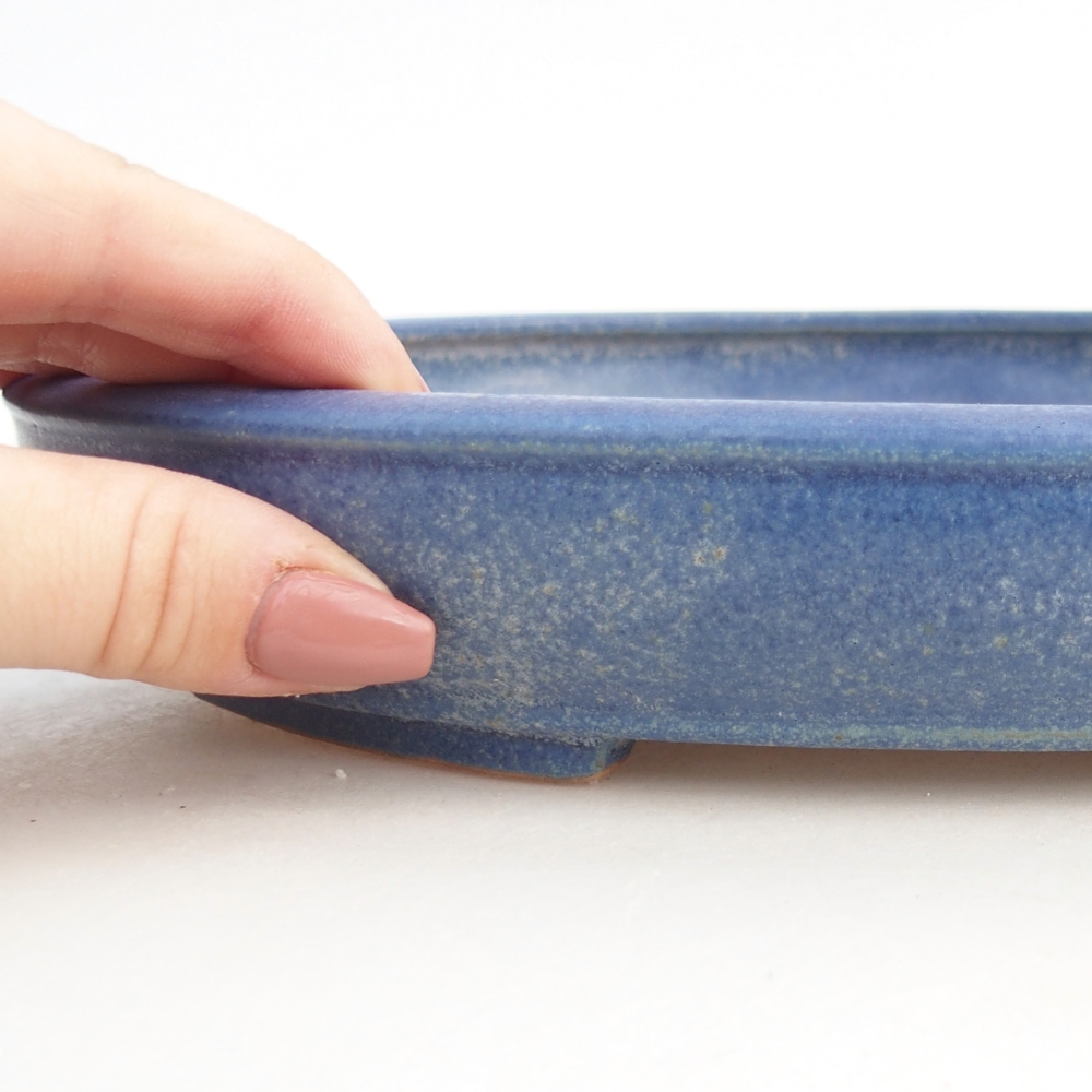 Ceramic bonsai bowl 24,5 x 20 x 4 cm, colour blue