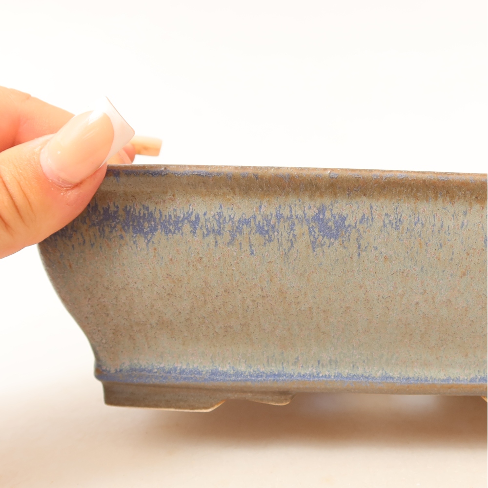 Ceramic bonsai pot, 18.5 x 15 x 6 cm, blue