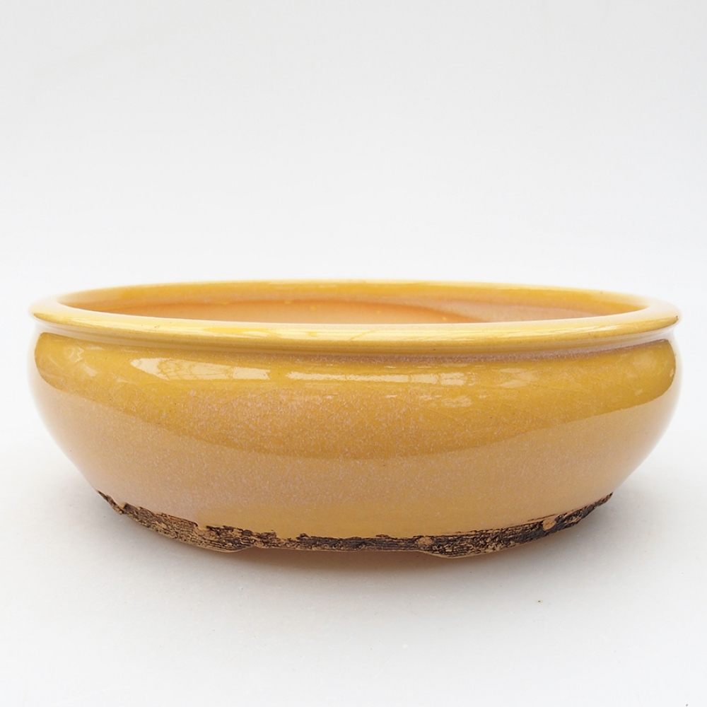 Ceramic bonsai bowl 18,5 x 18,5 x 6 cm, color yellow