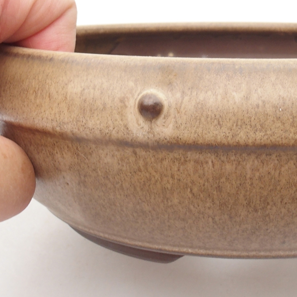 Ceramic bonsai bowl 18 x 18 x 5,5 cm, brown color