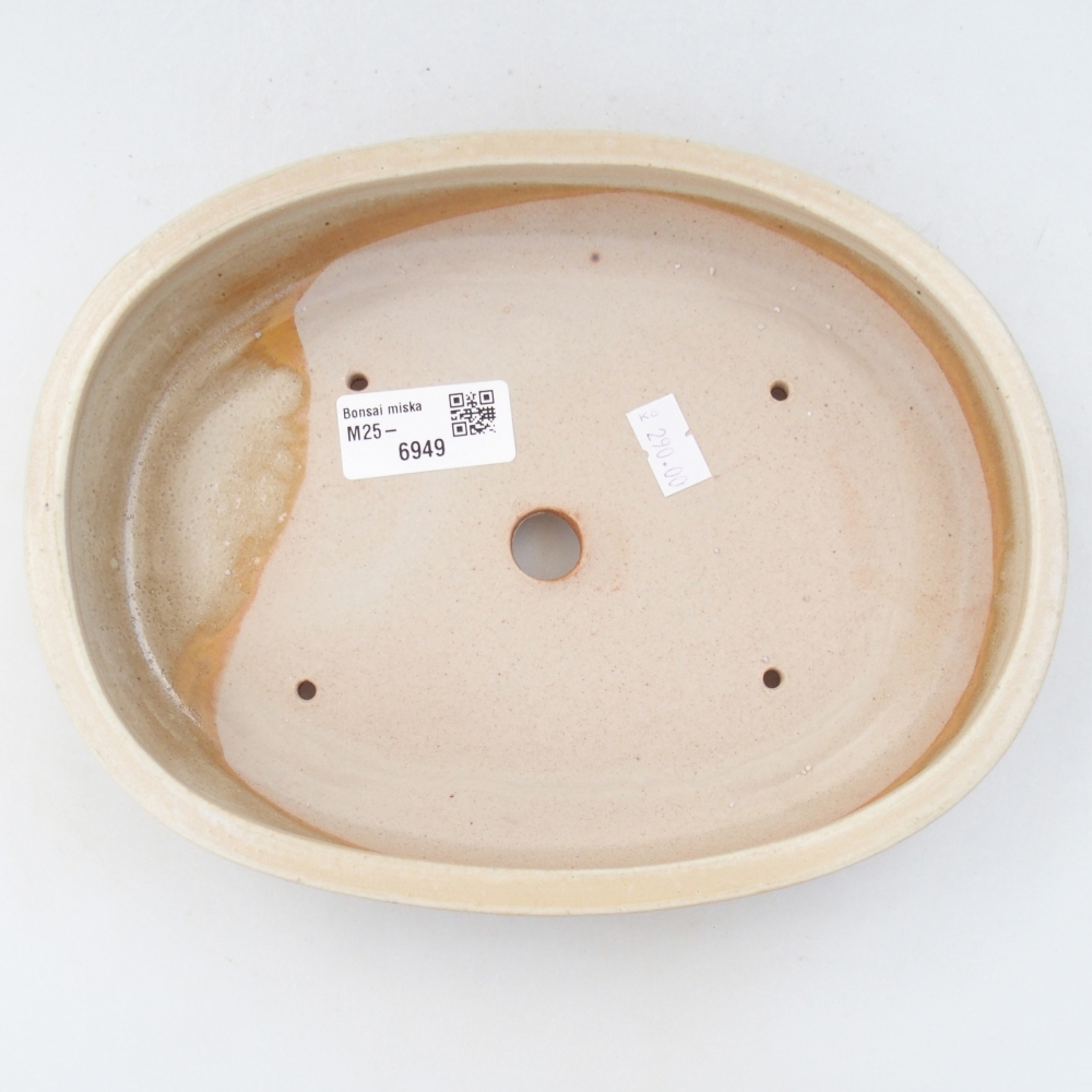 Ceramic bonsai bowl 22 x 16,5 x 4,5 cm, beige