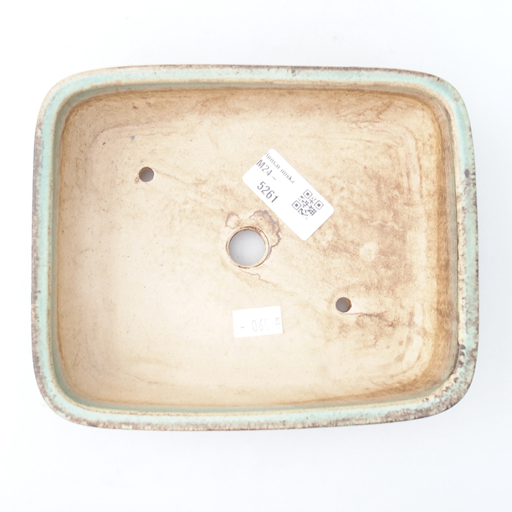 Ceramic bonsai bowl 17,5 x 14 x 4,5 cm, color green