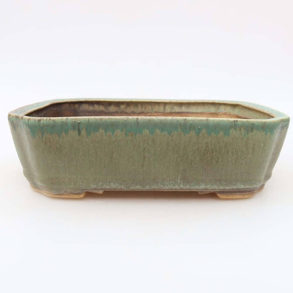 Ceramic bonsai pot, 21.5 x 18 x 6 cm, green
