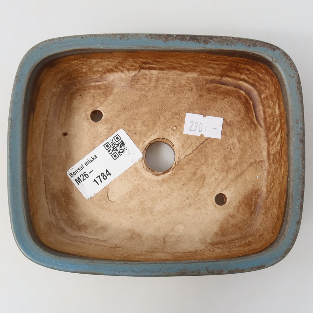 Ceramic bonsai pot, 14.5 x 11.5 x 4.5 cm, blue