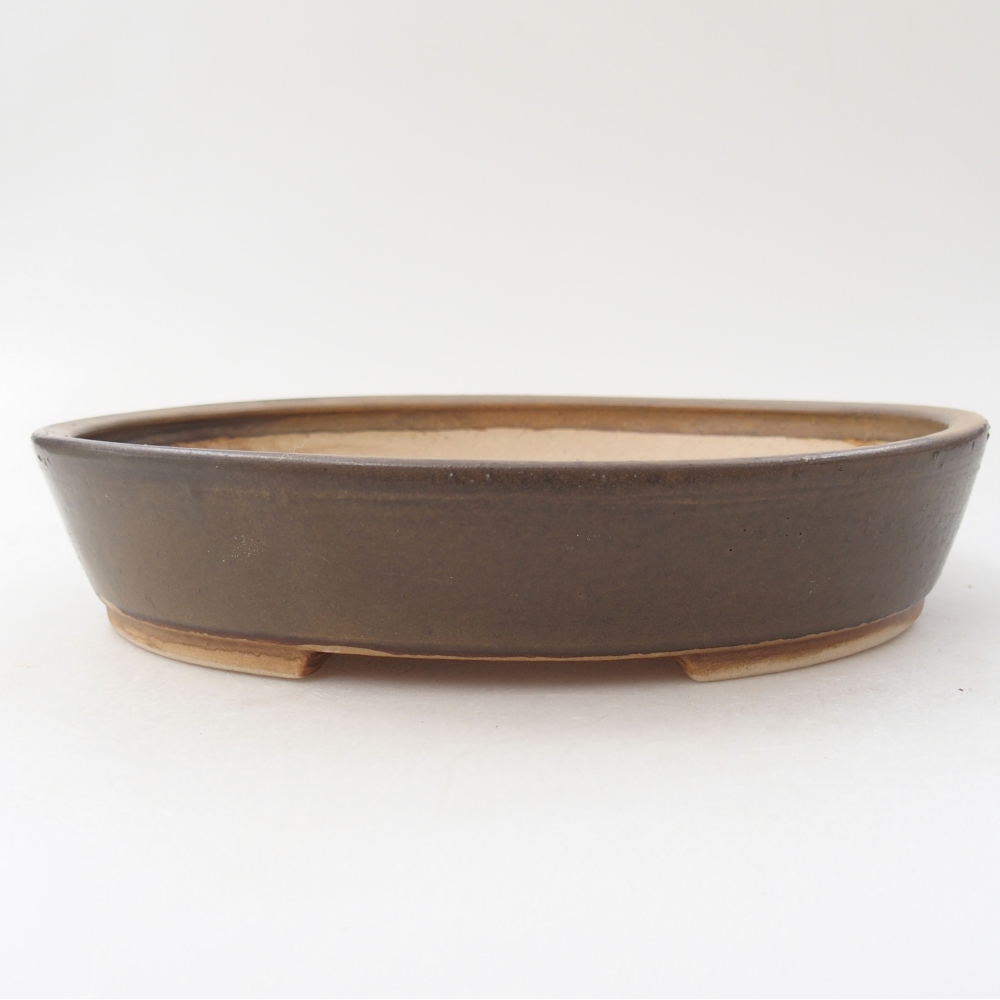 Ceramic bonsai bowl 22,5 x 20 x 4,5 cm, brown