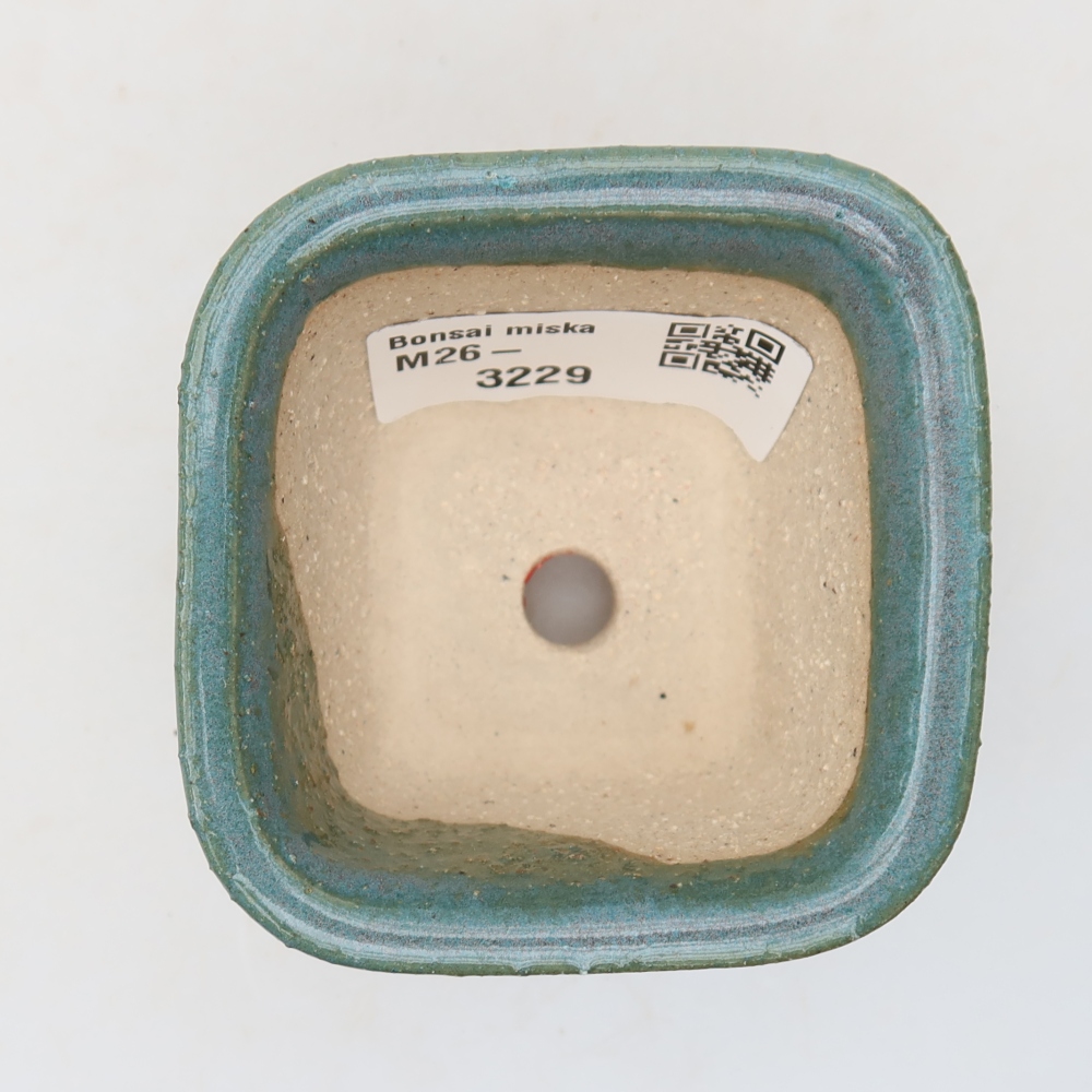 Ceramic bonsai pot, 6.5 x 6.5 x 5 cm, blue