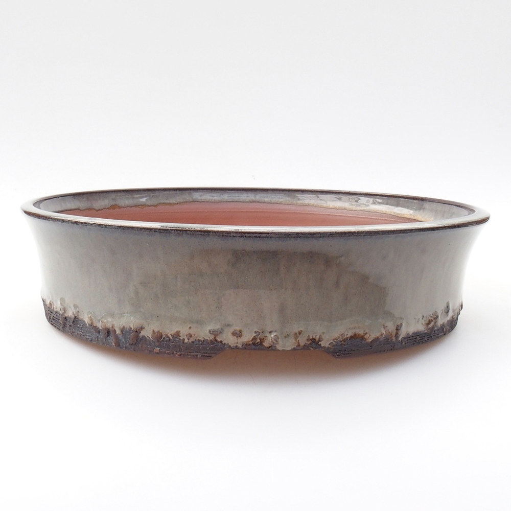 Ceramic bonsai bowl 25,5 x 25,5 x 6,5 cm, color gray