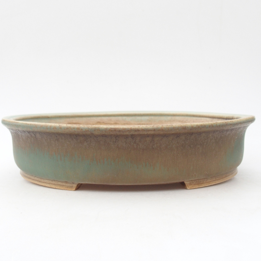 Ceramic bonsai bowl 26 x 23,5 x 5,5 cm, green