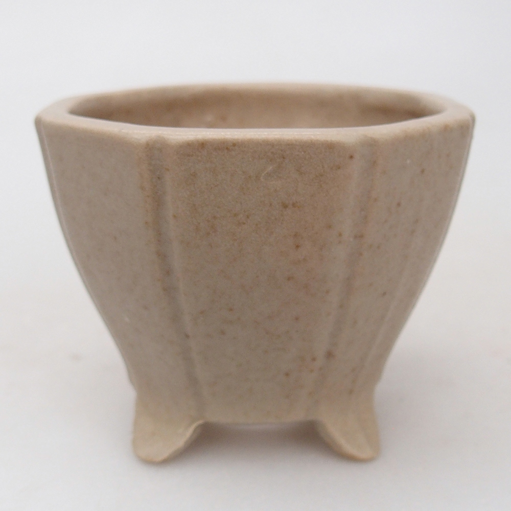 Ceramic bonsai bowl 7,5 x 7,5 x 6 cm, colour beige