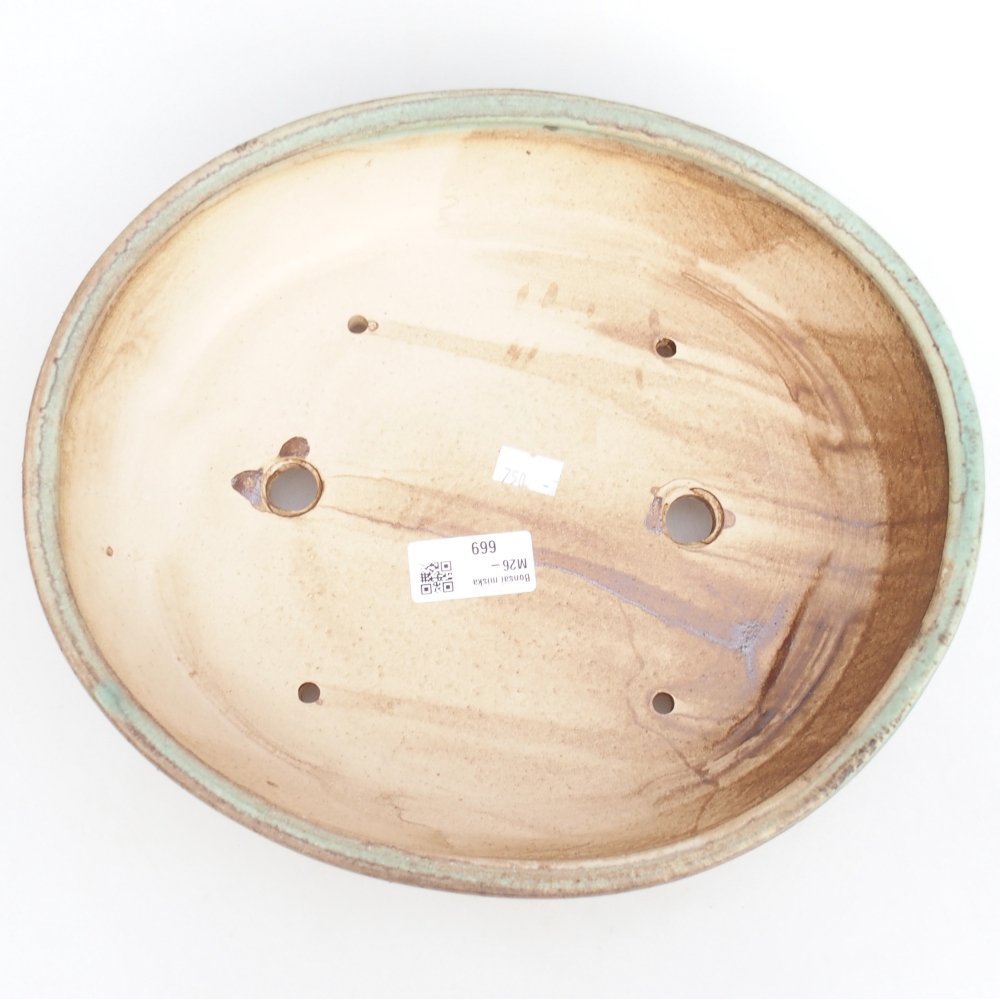 Ceramic bonsai bowl 28,5 x 25 x 6 cm, green