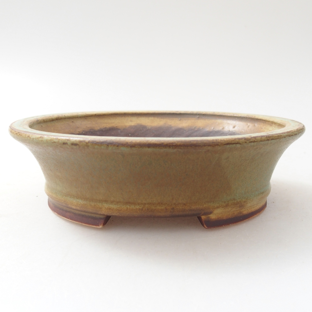 Ceramic bonsai bowl 14 x 12,5 x 4 cm, green