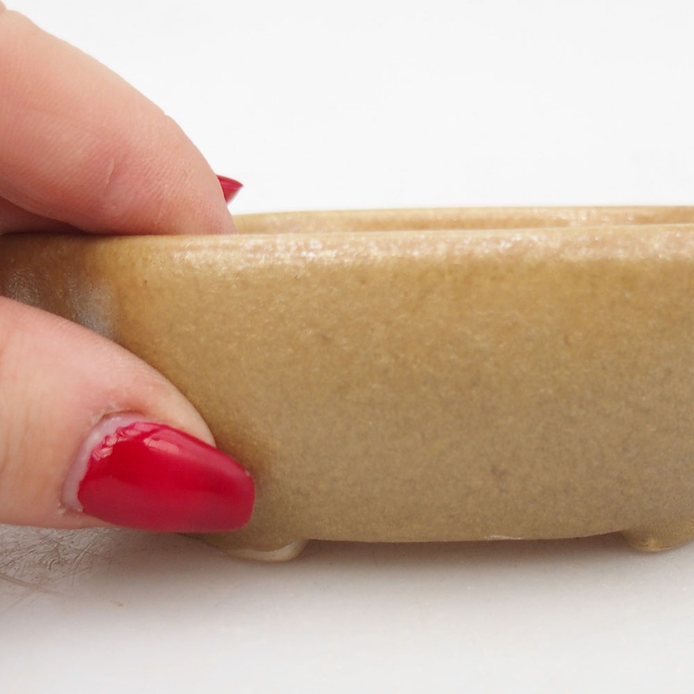 Ceramic bonsai bowl 10,5 x 8,5 x 3,5 cm, colour beige