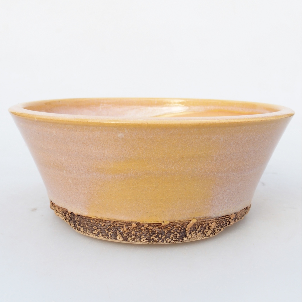 Ceramic bonsai bowl 16,5 x 16,5 x 6,5 cm, colour brown-yellow