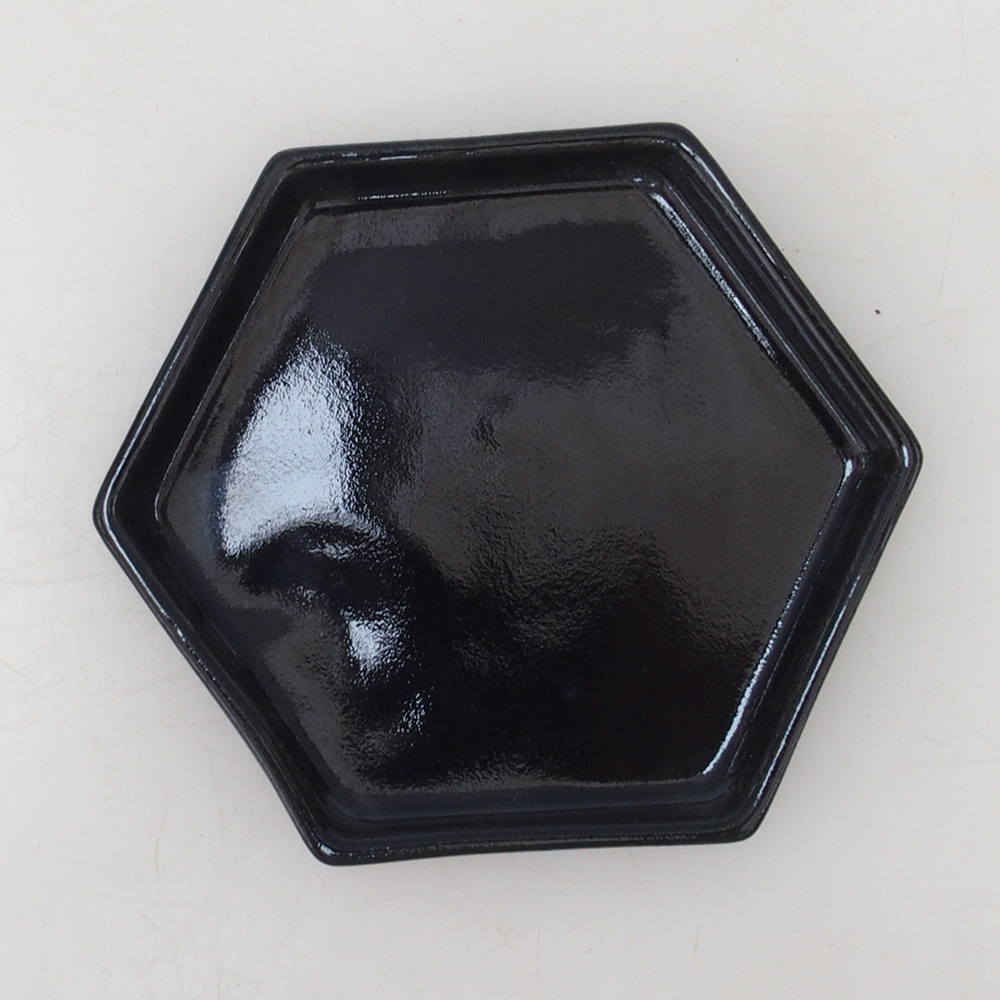 Bonsai bowl hexagon D3 - 11 x 9.5 x 1 cm - black