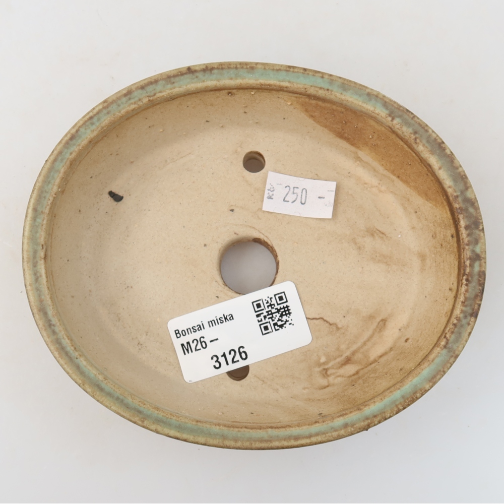 Ceramic bonsai pot, 12.5 x 10.5 x 3.5 cm, green