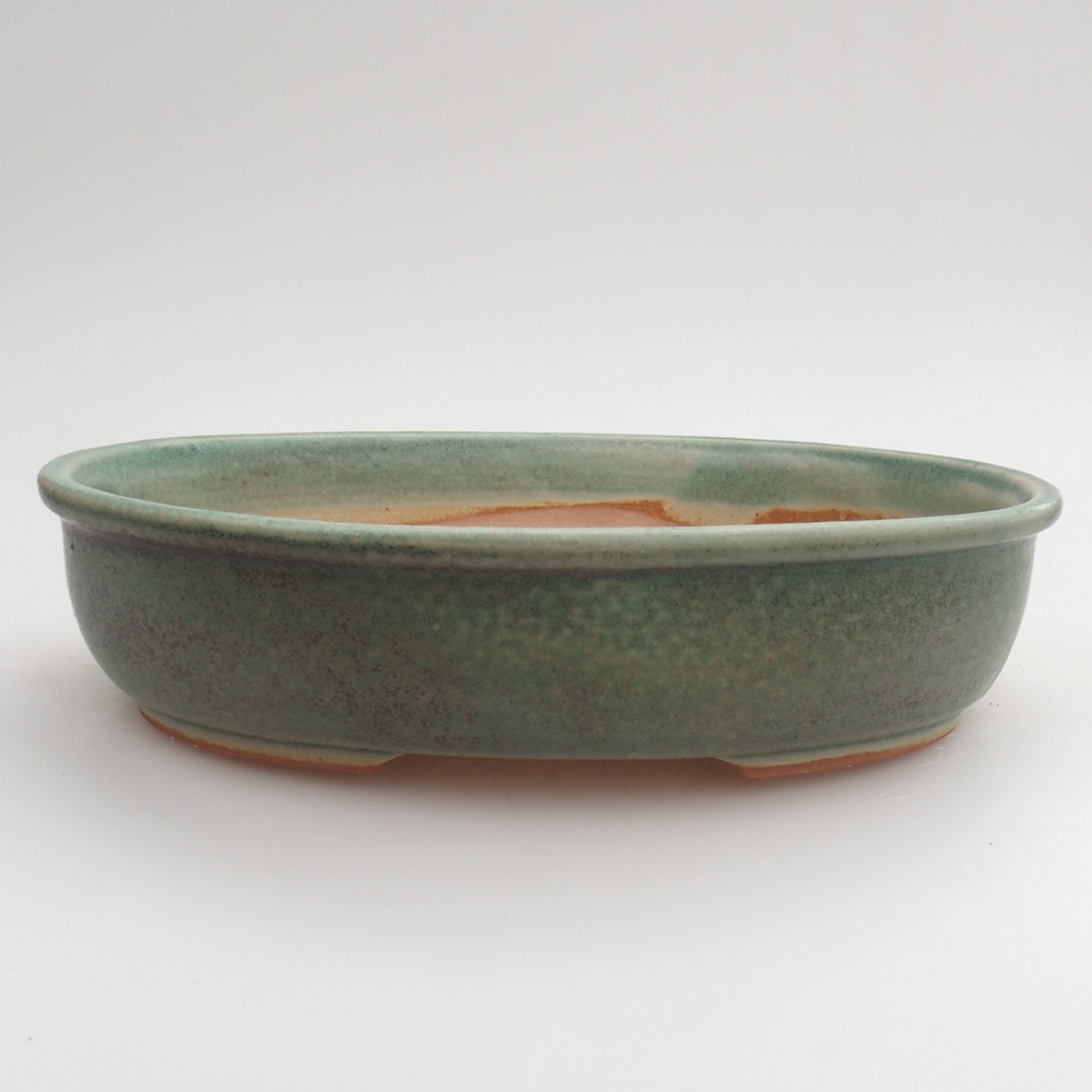 Ceramic bonsai bowl 21,5 x 17 x 5 cm, green