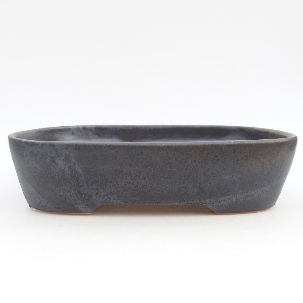 Ceramic bonsai bowl 23 x 18 x 5,5 cm, metal colour
