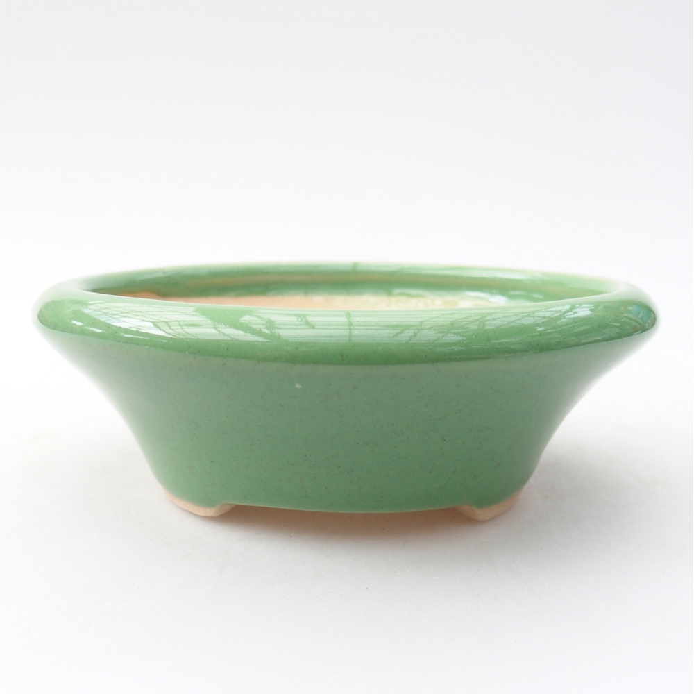 Ceramic bonsai bowl 13,5 x 13,5 x 4,5 cm, green