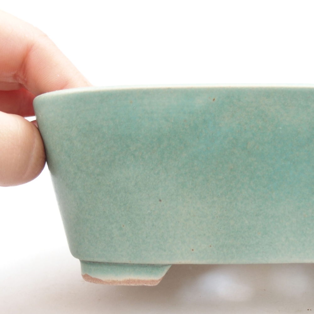 Ceramic bonsai bowl 13,5 x 10 x 6 cm, color green