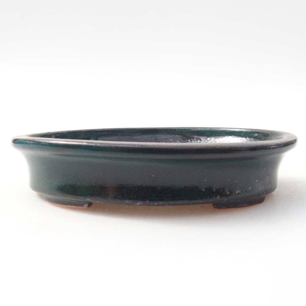 Ceramic bonsai bowl 13 x 10,5 x 3 cm, green