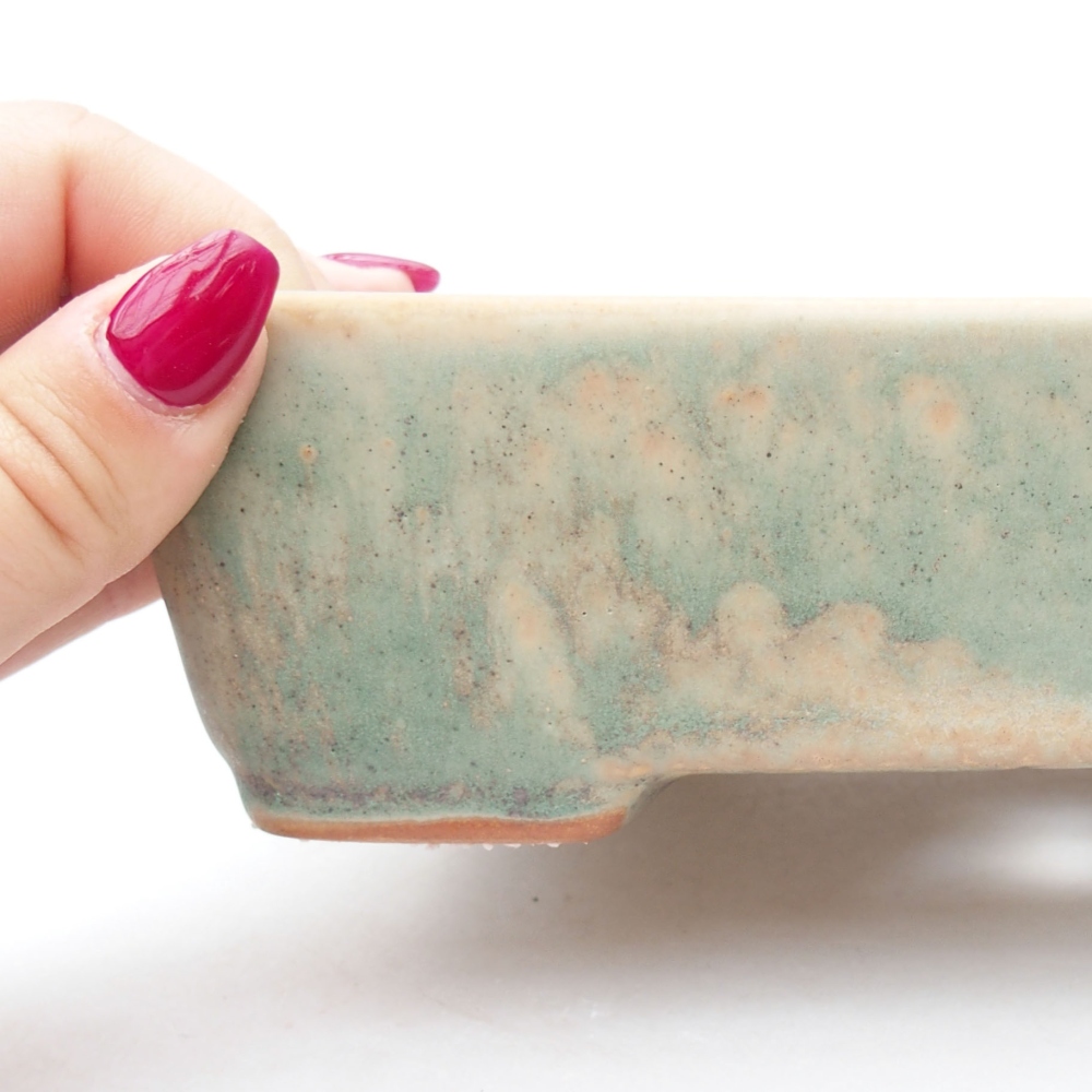 Ceramic bonsai bowl  18 x 13,5 x 5 cm, color green