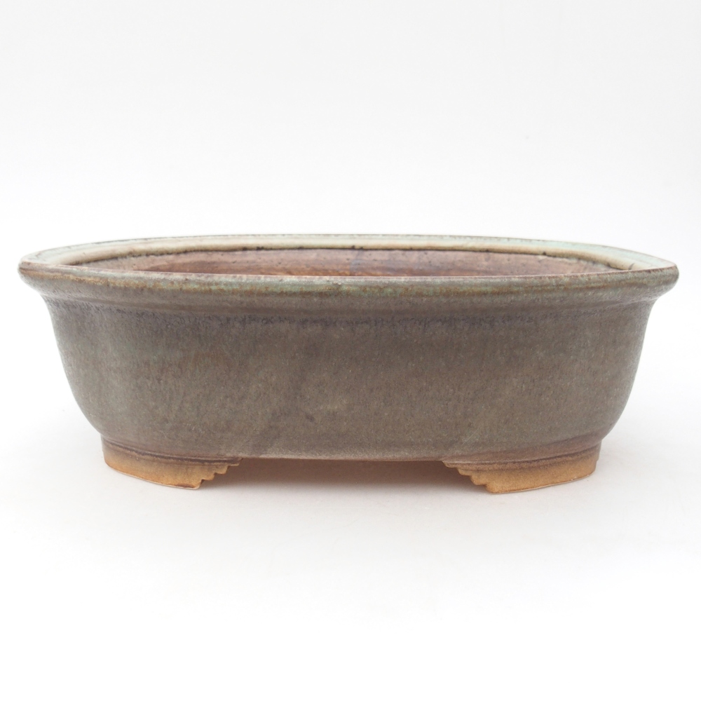 Ceramic bonsai bowl 25 x 21,5 x 7,5 cm, green