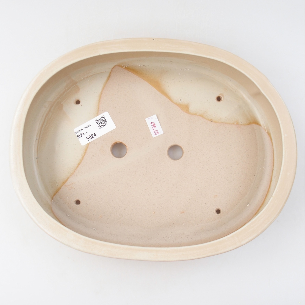 Ceramic bonsai bowl 25,5 x 22 x 8 cm, color beige