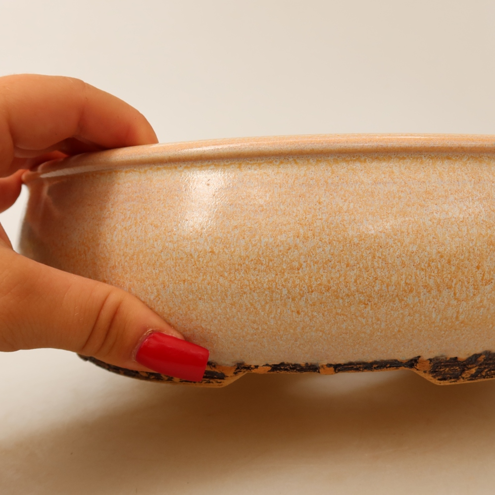 Ceramic bonsai pot, 24 x 24 x 7 cm, beige