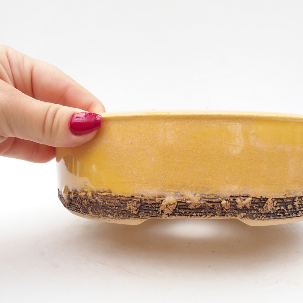 Ceramic bonsai bowl 18 x 18 x 5,5 cm, color yellow