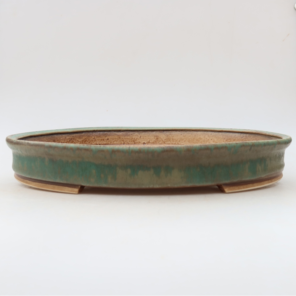 Ceramic bonsai bowl 31 x 27 x 4,5 cm, green