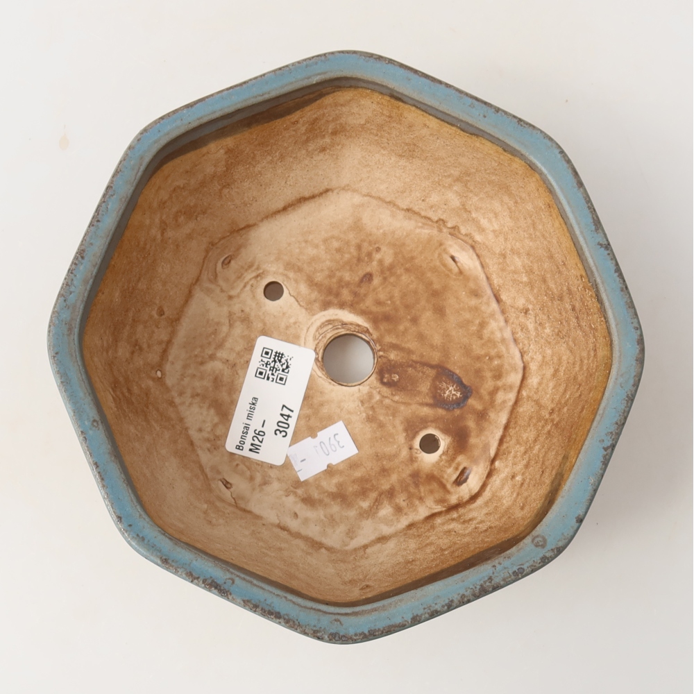 Ceramic bonsai pot, 17 x 16 x 6.5 cm, blue