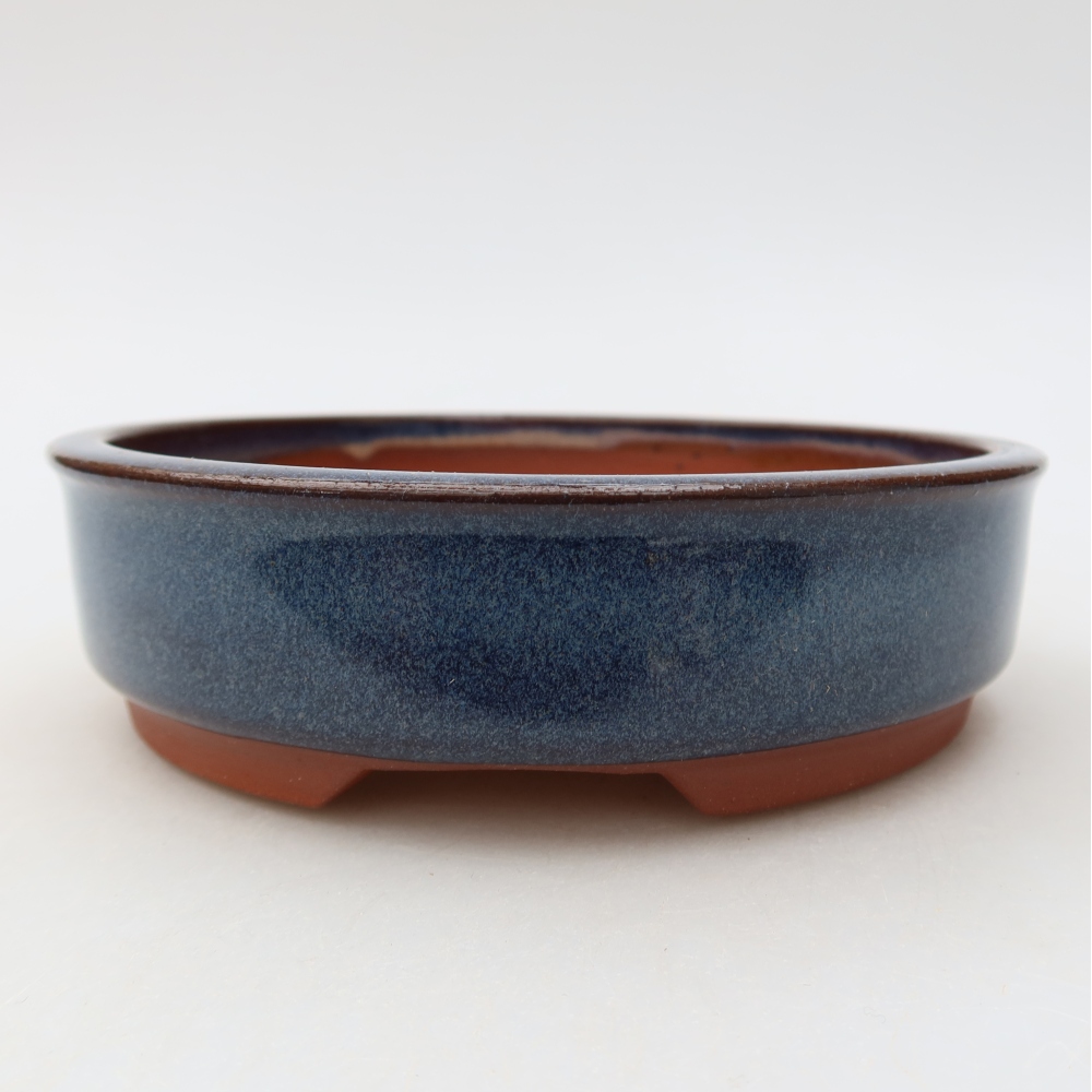 Ceramic bonsai pot, 14 x 14 x 4 cm, blue