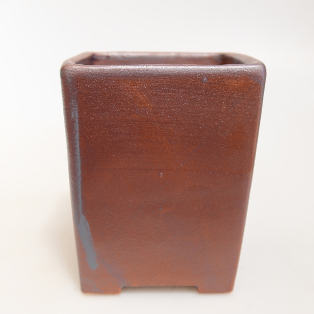 Ceramic bonsai pot, 7.5 x 7.5 x 9.5 cm, metallic color