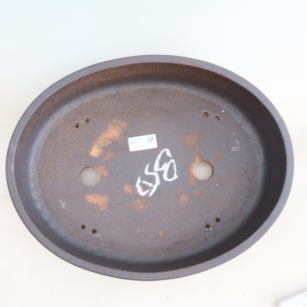 Ceramic bonsai pot, 38 x 30 x 7 cm, brown