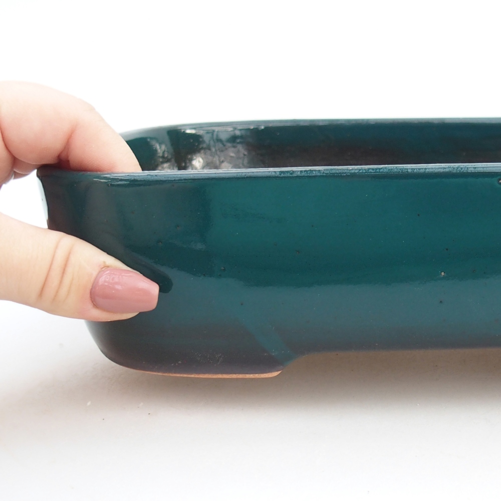 Ceramic bonsai bowl 23 x 18 x 5,5 cm, green