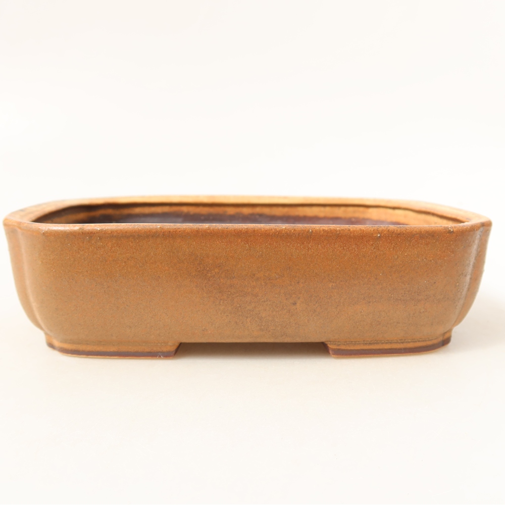 Ceramic bonsai pot, 17.5 x 14 x 5 cm, brown