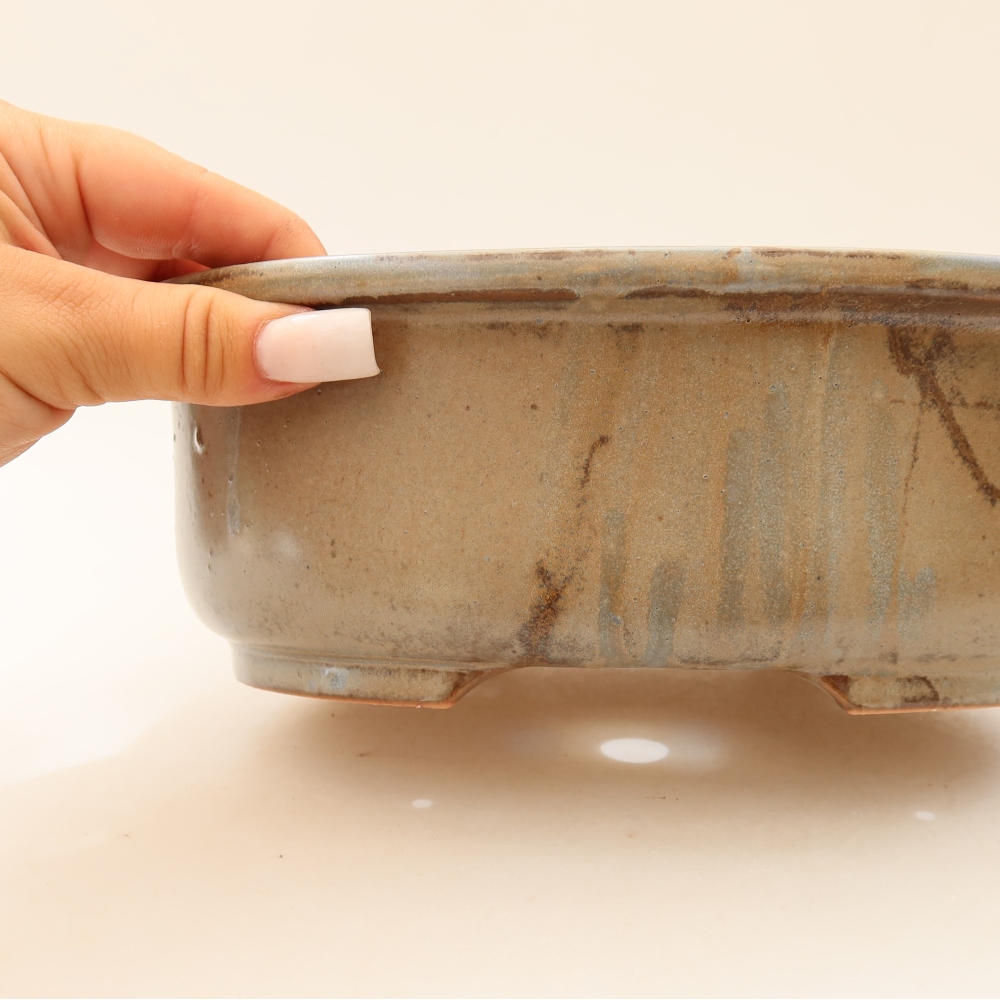 Ceramic bonsai pot, 23 x 19 x 8 cm, brown
