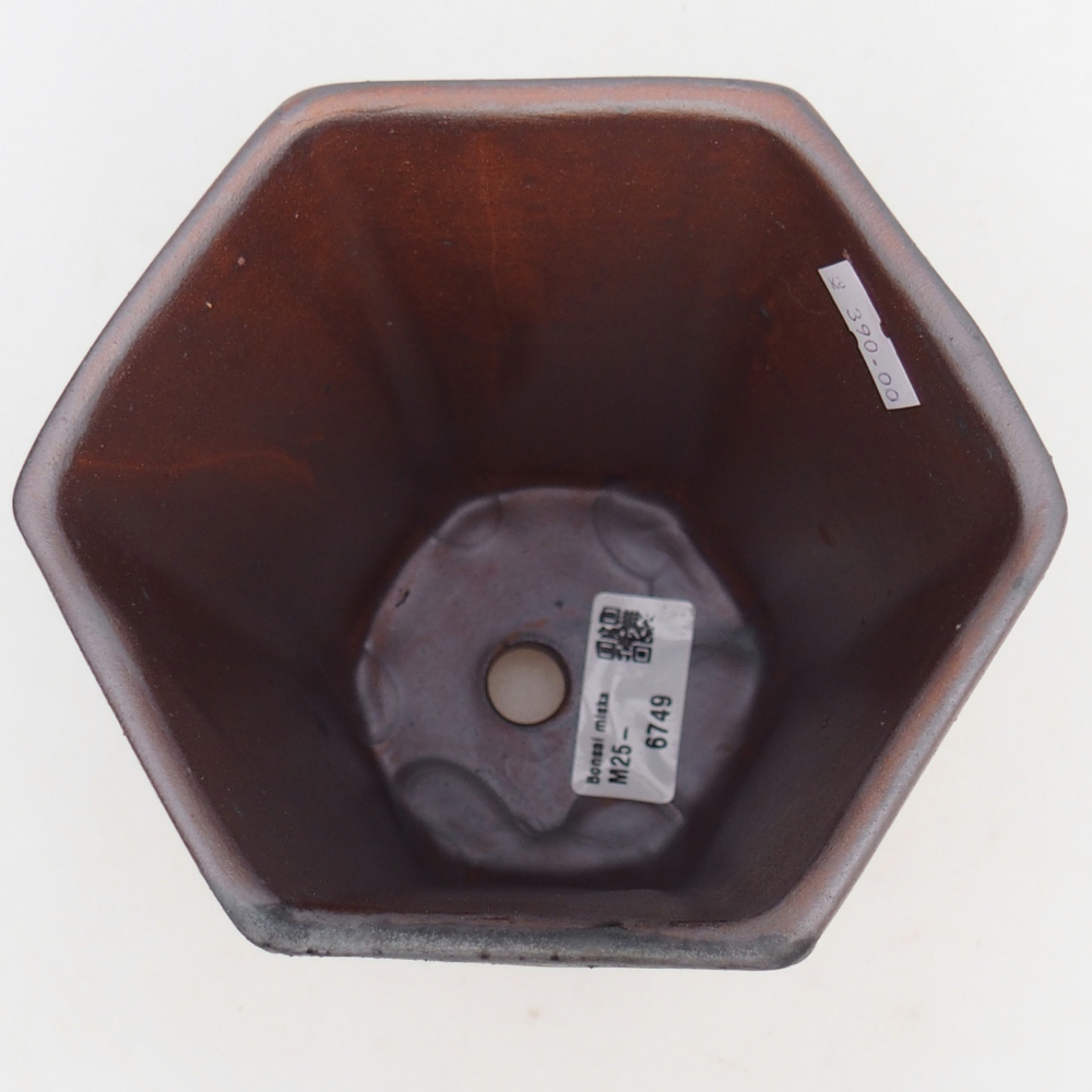 Ceramic bonsai bowl 12,5 x 11,5 x 16,5 cm, metal colour