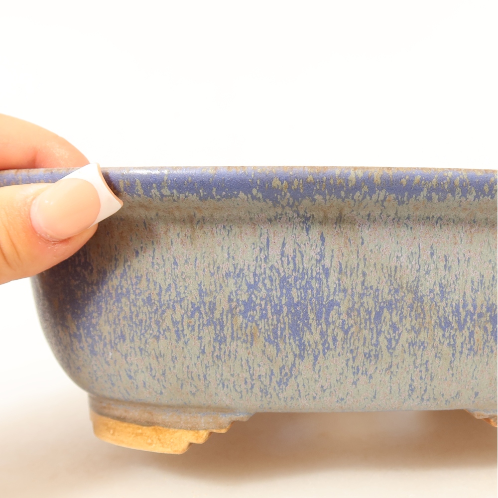 Ceramic bonsai pot, 20.5 x 16.5 x 7 cm, blue
