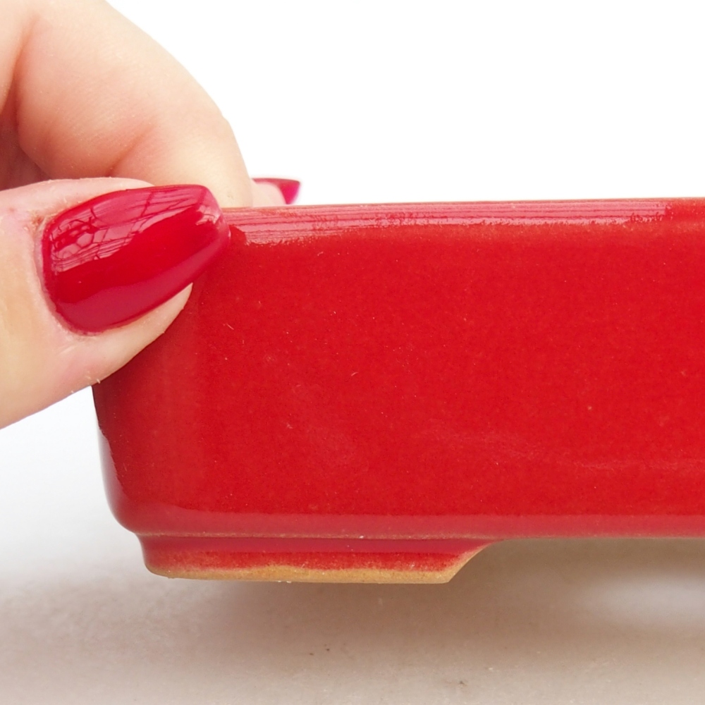 Ceramic bonsai bowl 12,5 x 9,5 x 3,5 cm, colour red
