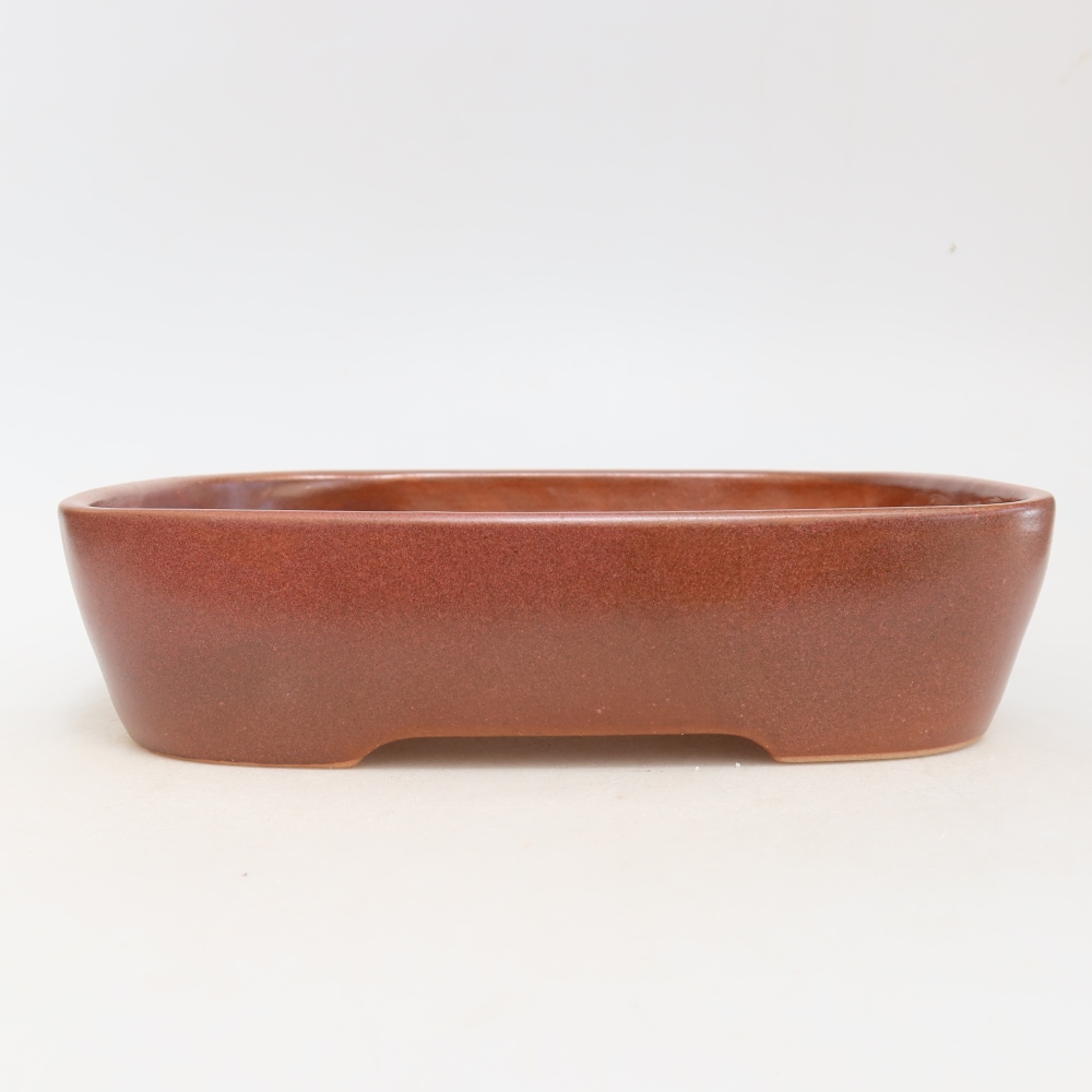 Ceramic bonsai pot, 23 x 18 x 5.5 cm, burgundy