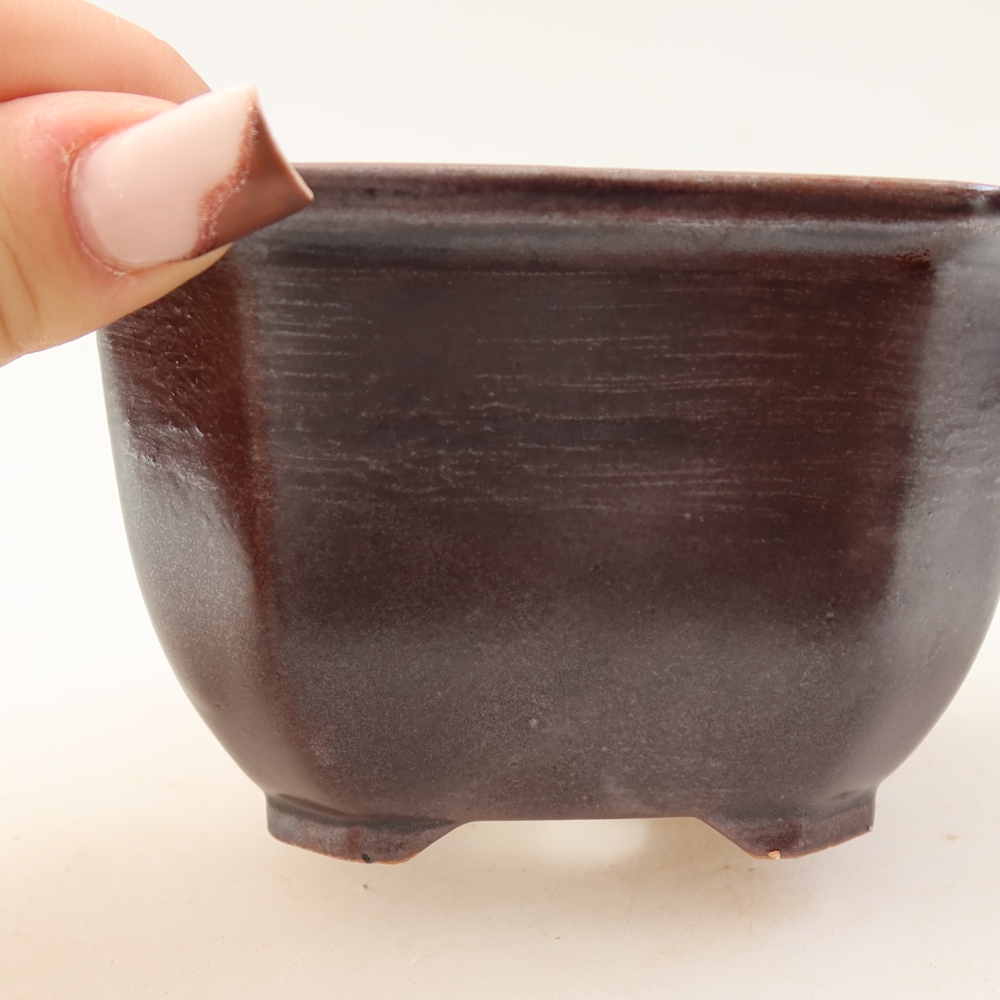 Ceramic bonsai pot, 10 x 10 x 6.5 cm, brown